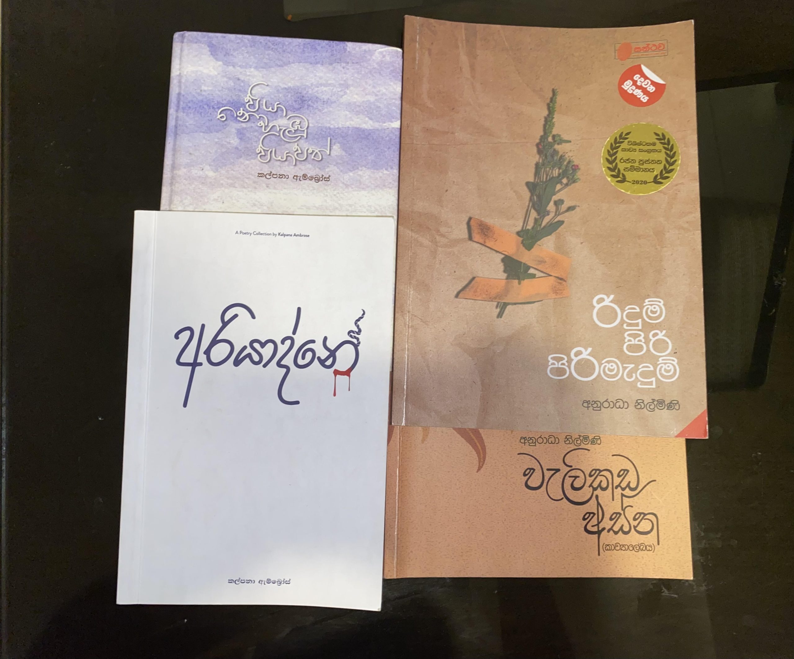 අනුරාධා නිල්මිණී සහ කල්පනා ඇම්බ්‍රෝස් කිවිදියන්ගේ කාව්‍ය ඇසුරින් ලියන ලද මෙනෙහි කිරීමකි.